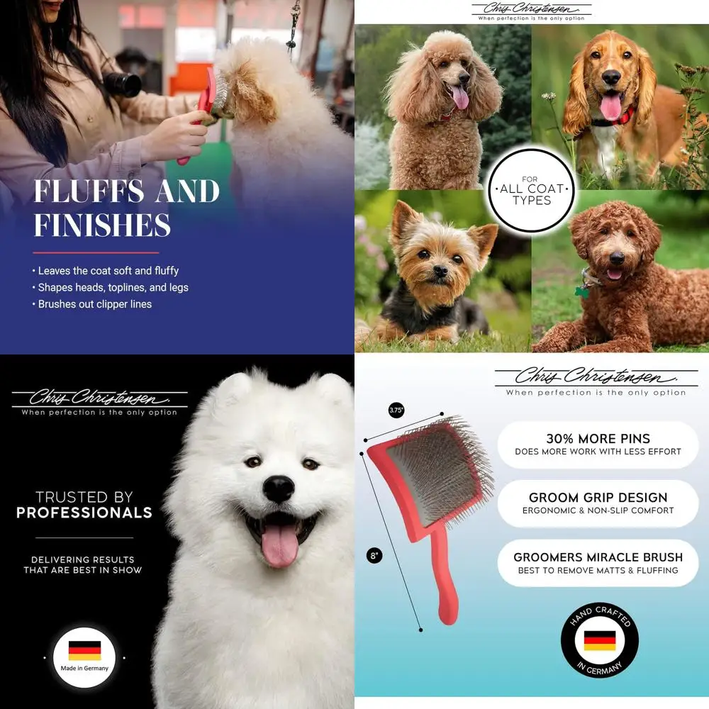 

Профессиональная щетка-слайкер для собак пород нуудл, лабрадудл, пудель - эффективный уход, экономия времени и энергии, коралловый цвет, большая.