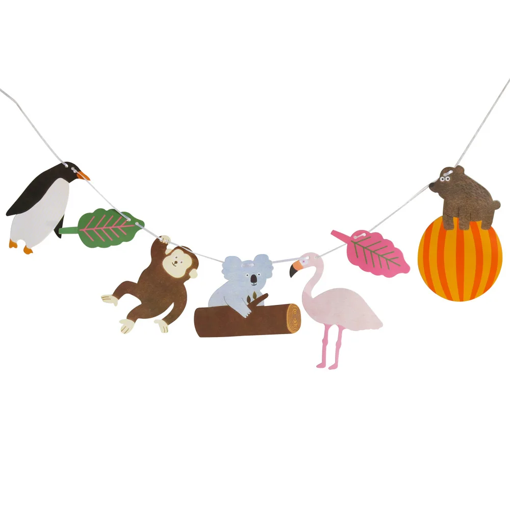 Cartoon-Wimpelkette, Geburtstagsbanner für Kindertag- und Schlafzimmerdekoration, Hand in Hand, Tier, Wald, Heimwerken, Veranstaltungen, Anzieh, 2 m – Detail 5