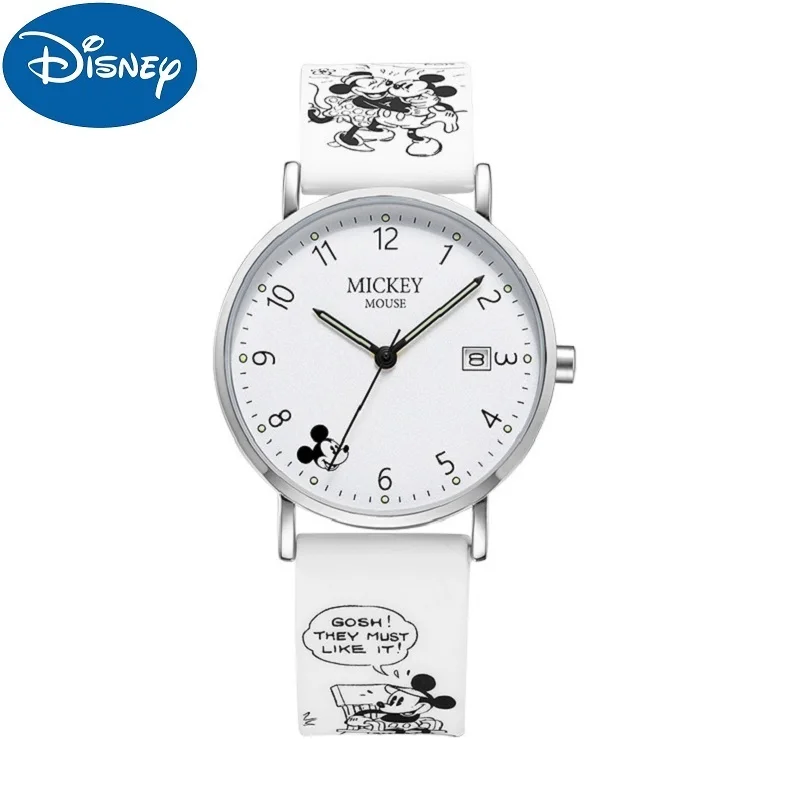 Disne Children Casual Mickey Mouse Cartoon Quartz Wristwatch Graffiti Silicone Strap Waterproof Date Boy Student Teenager Youth