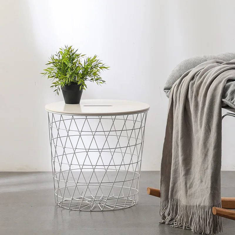 Nordic wrought iron edge table movable living room sofa small apartment simple small mini narrow modern creative home storage