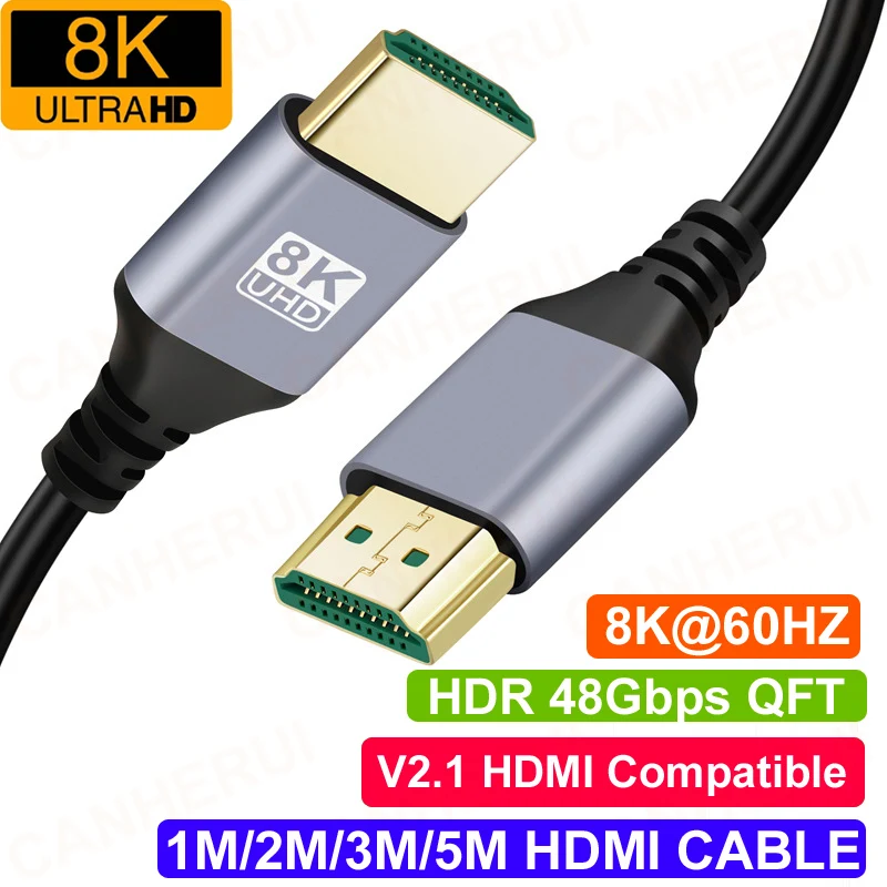 1M 2M 3M 5M 8K@60HZ HDR 48Gbps QFT V2.1 HDMI Compatible Male Extension Cable TV For Monitor Tablet Camera DV graphics card  PC