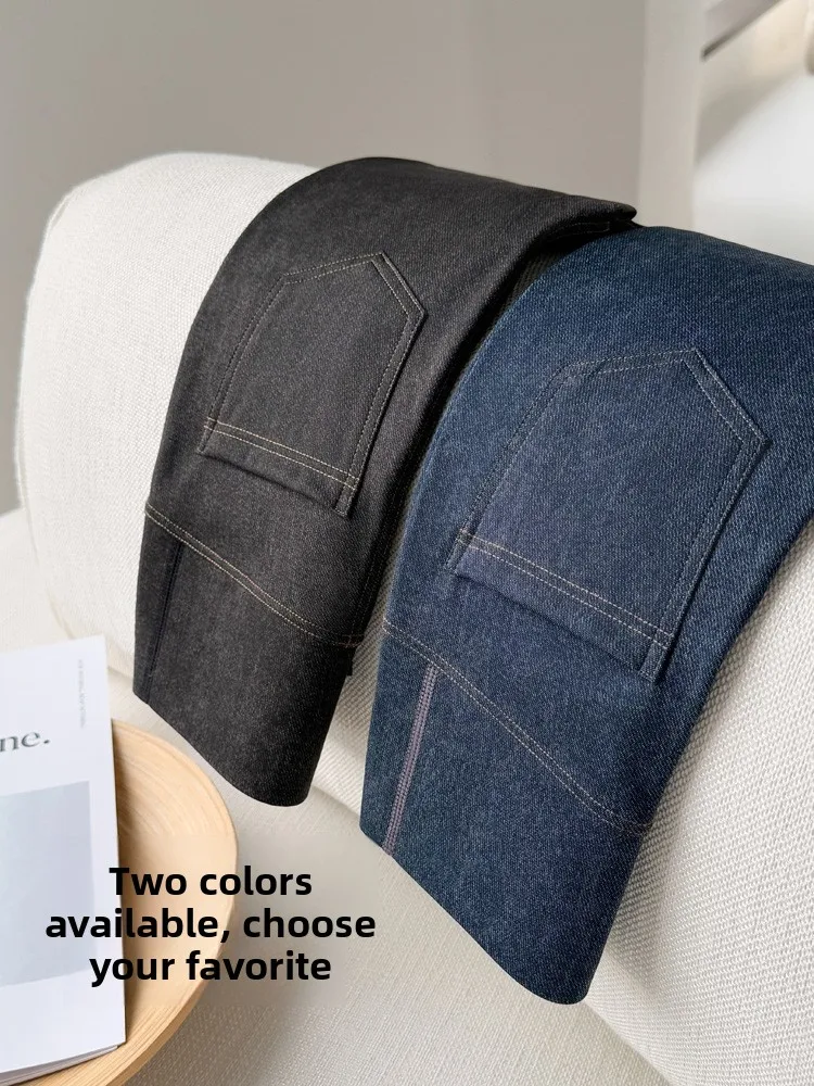 กางเกงโยคะผ้าเดนิมเทียม Thiened ลาย kets ark Skin ดีไซน์ฤดูหนาว อุ่นสบาย กางเกงขายาวเอวสูงสำหรับผู้หญิง