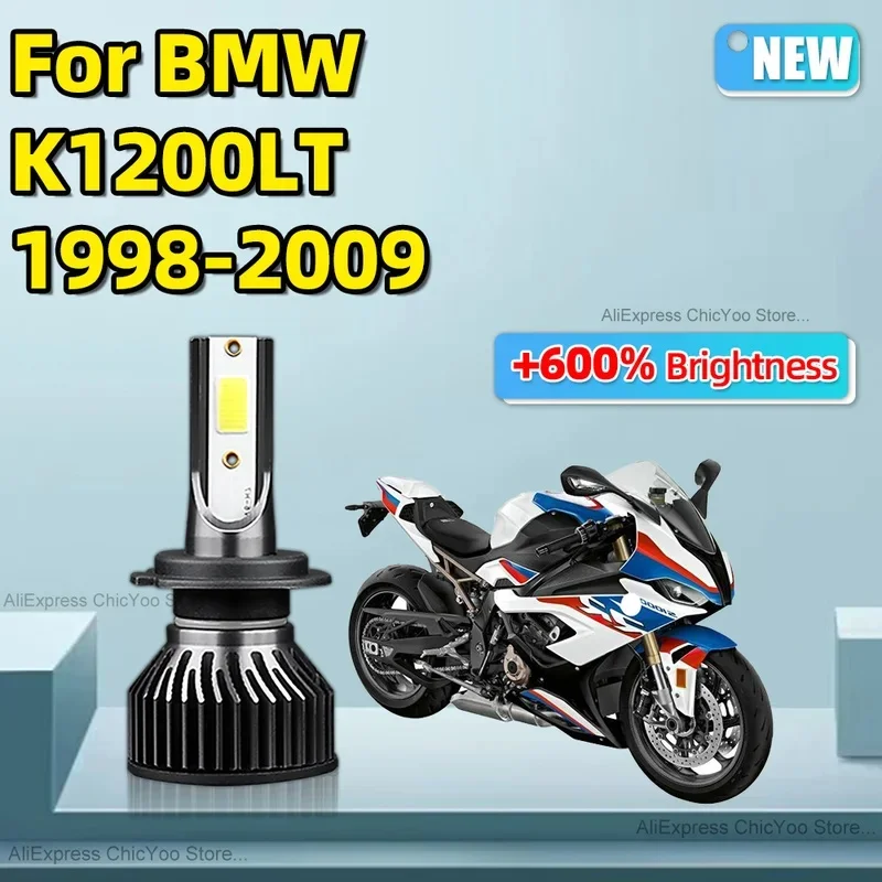 For BMW K1200LT 1998 1999 2000 2001 2002 2003 2004 2005 2006-2009 1Pcs H7 LED Headlight Bulb COB Motorbike Headlamp 12V with Fan