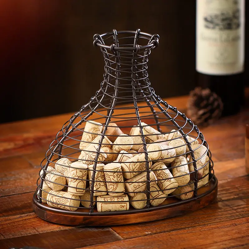 Cross-border Amazon solid wood red wine plug storage basket