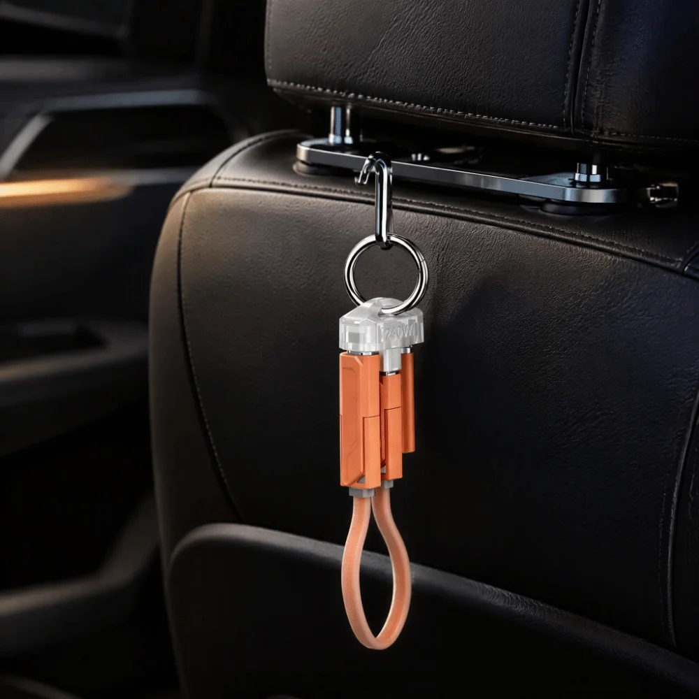 4 in 1 240W Keychain 240W Type C PD Fast Charging Cable Fast Charging with Portable Cord Portable Fast Charging Cable Emergency