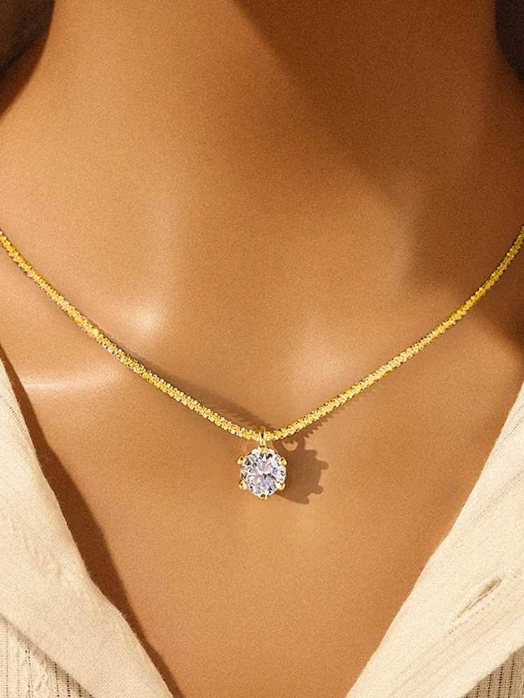 925 فضة البساطة الأزياء الكلاسيكية الزركون تألق قلادة للنساء الذكرى حزب جودة عالية غرامة المجوهرات