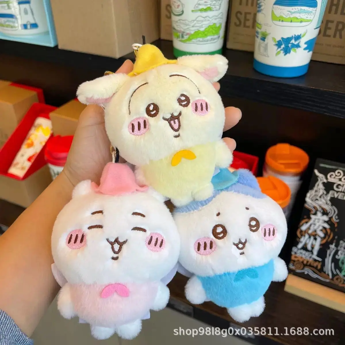Anime Kawaii Chiikawaasss Wing Plush Keychain Cute Angel Wing Character Bag Charm Soft Stuffed Keyring Birthday Christmas Gifts