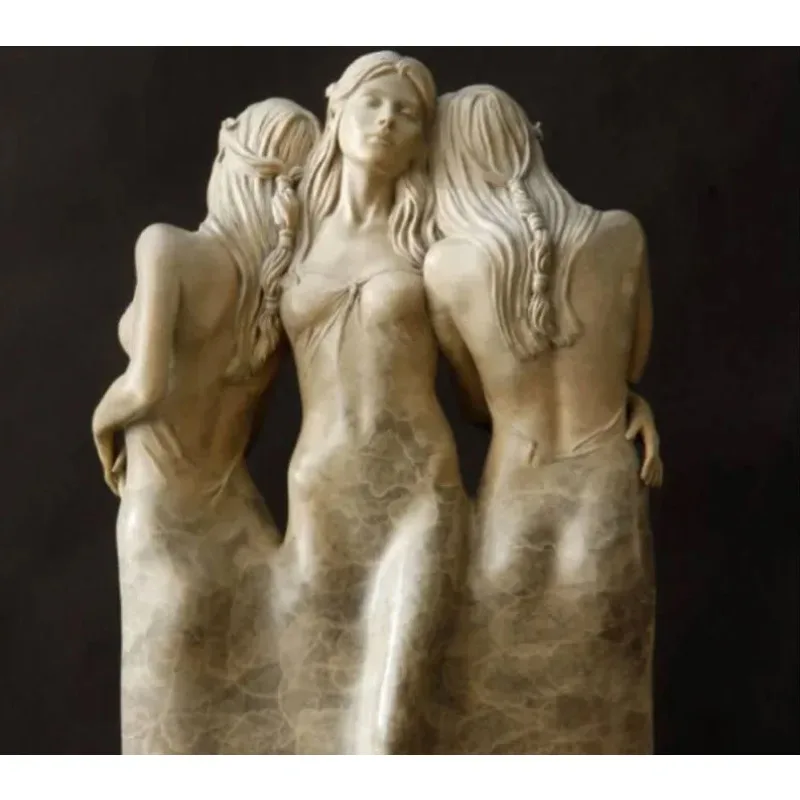 Nordic Three Goddess Sculpture Statues Resin Crafts Decoration Home Bedroom Figurines Ornaments Office Study Accessories Items