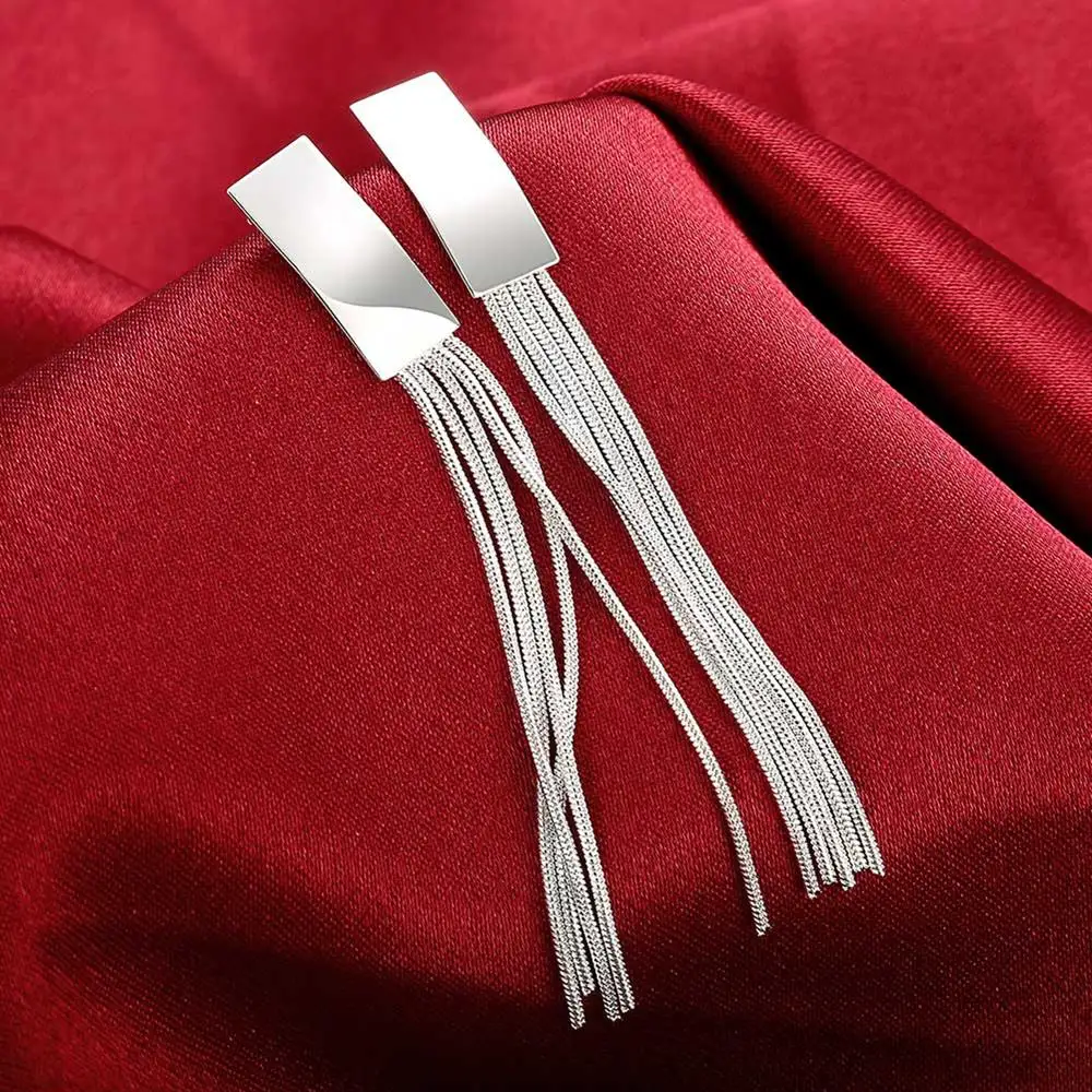 

DOTEFFIL 925 Sterling Silver Earrings Temperament Women Creativity Tassel Ear Studs Christmas Gifts Street All-match Jewelry