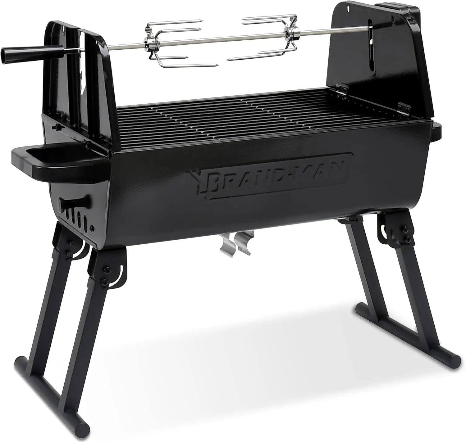 Grill with Rotisserie Grill Kit, Portable Folding Outdoor Charcoal Grill, Stainless Steel Spit Roaster with Motor & Adjustable H