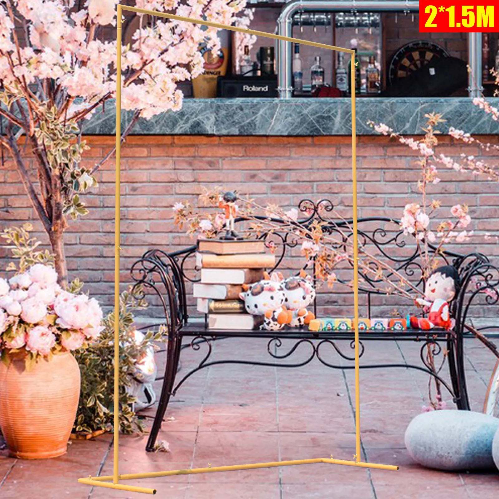 2*1.5m Modern Elegant Metal Wedding Arch Frame Backdrop Square Stand Flowers Balloons Rack For Signage and Photo Backdrops