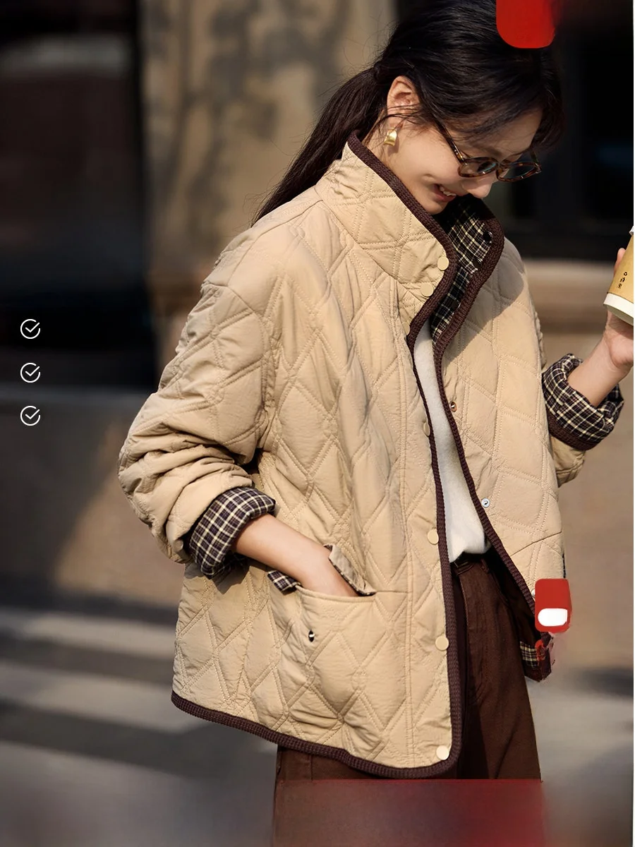 

XWI Autumn Winter ort Casual Cotton Jaet Women's Patchwork Polyester Filled Coat Sli Commute Loose Fit Long Sve