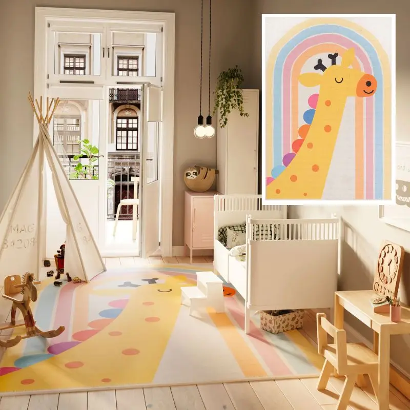 

Giraffe Fluffy Carpet For Living Room Animal Plush Bedroom Rugs For Kids Soft Nursery Play Mat For Children Rectangle Baby Mats