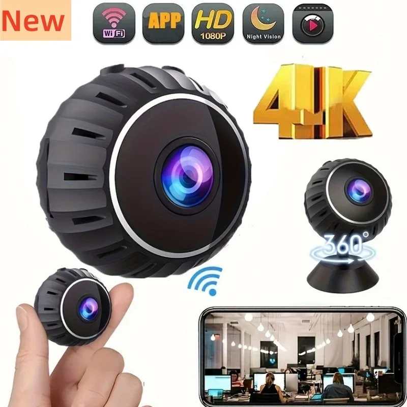 camera sem fio wifi com visao noturna gravador de video pequeno deteccao de movimento baby pet camera ip 1080p 4k hd 01