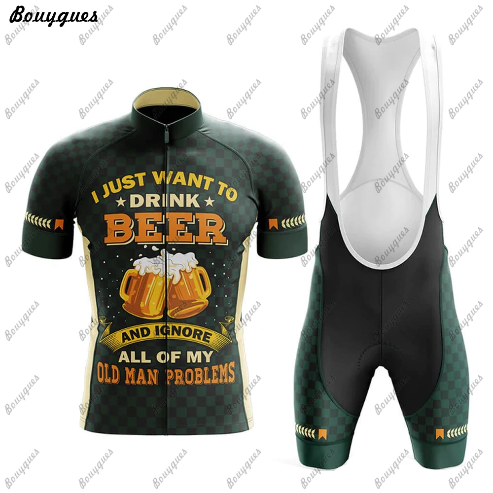 New BEER Cycling Jersey Set Maillot Ciclismo Hombre Men Short Sleeve Cycling Wear MTB Bike Suit Bib/Shorts Breathable Gel Pad - Image 4
