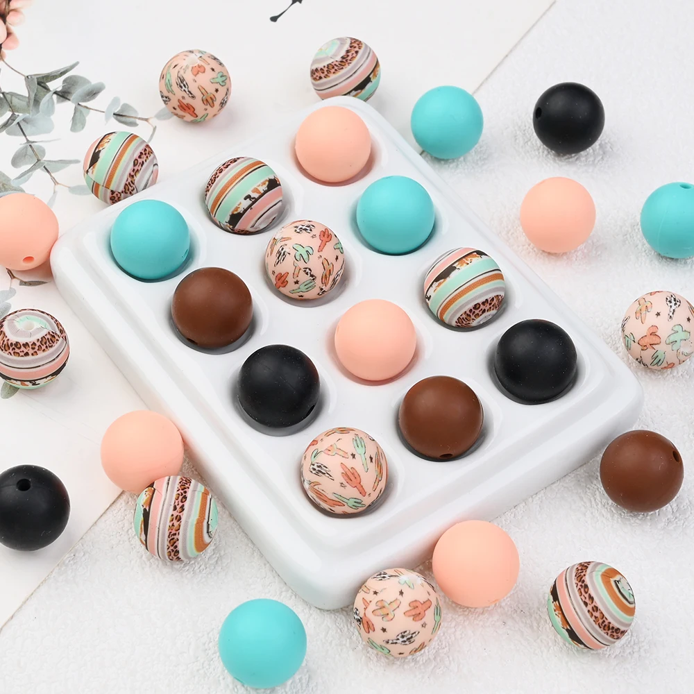 50 pçs 15mm conjunto de contas de silicone de grau alimentício sem bpa para diy chupeta do bebê anti gota cinta acessórios de jóias do bebê