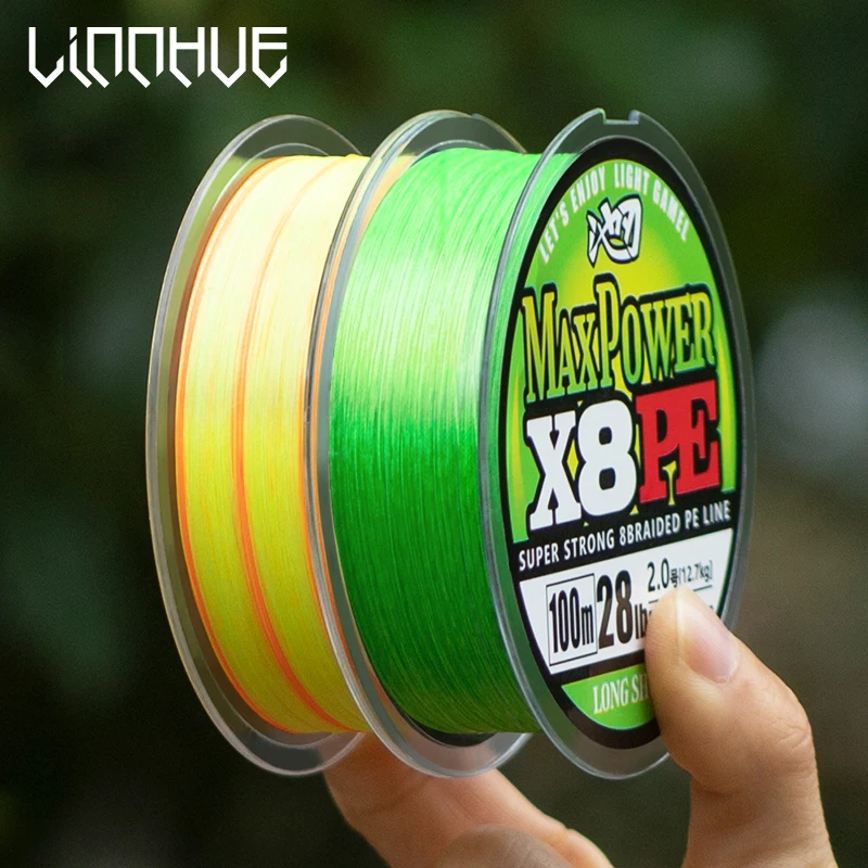 LINNHUE Fishing Line WX8 100M 0.6#-6.0# 4 Colors PE Braided Line Multifilament Carp Super Strong Fishing Line For Saltwater