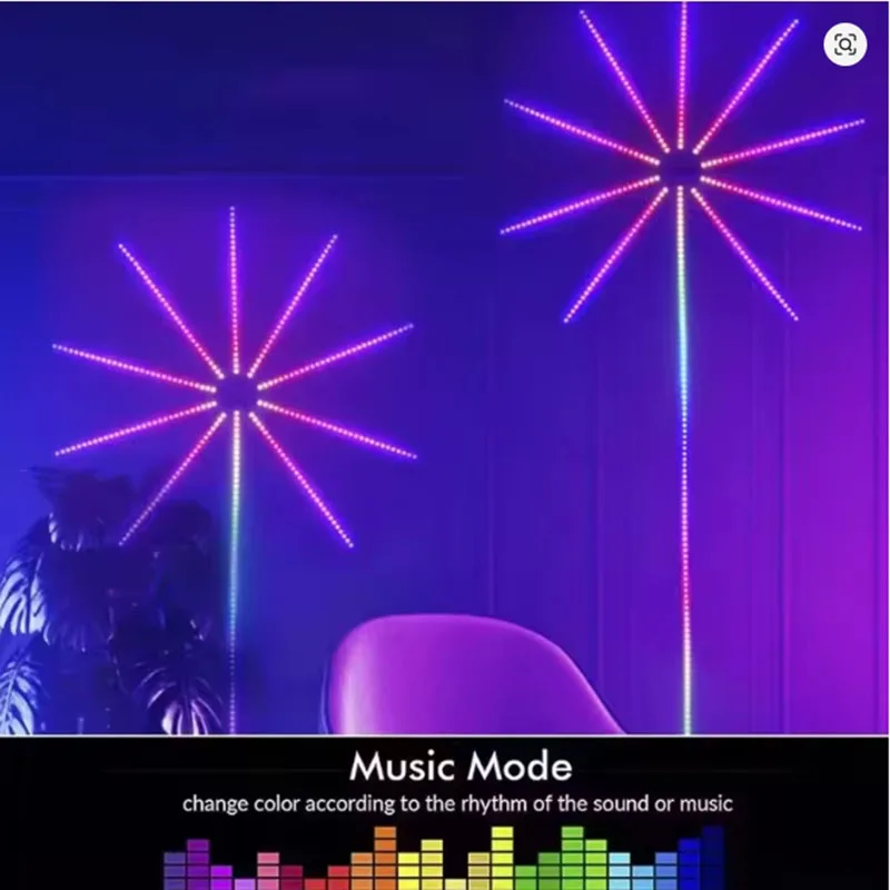 5V RGB Firework LED Atmosphere Light, USB Sound‑Activated Music Electronic Lamp for Indoor Bar Festival Decor