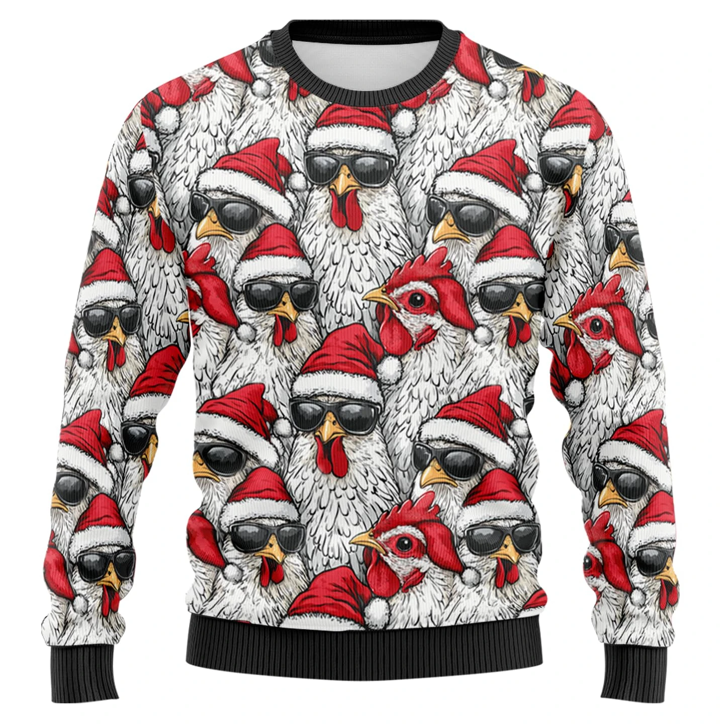Poulet pingouin cochon chapeau de noël pull pour femmes vêtements animaux hommes drôle laid pull noël vacances col rond sweat-shirt