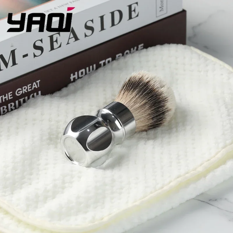 فرشاة الحلاقة ياكي الجوزاء 24 مللي متر بأكسيد مقبض معدني Silvertip الغرير فرشاة الحلاقة الشعر هدية عيد ميلاد لصديقها