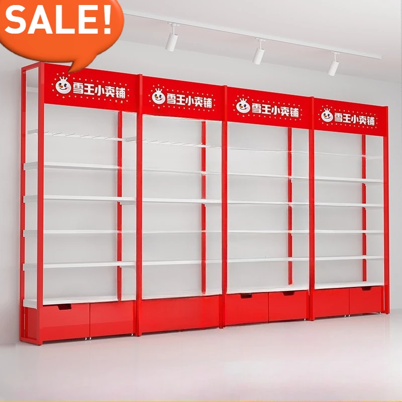 Mixue Bingcheng-estante para tienda de té de la leche, nuevo rey de la nieve, estante para aperitivos, tienda mágica del rey de la nieve, estante de exhibición periférico de alimentos pequeños
