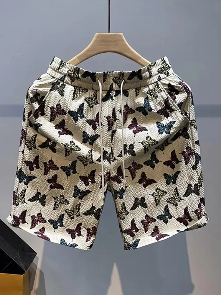 

Summer Thin Men's Casual Loose orts Faion Print Five-Point Beach Pants Youthful Straight Leg Breathable orts