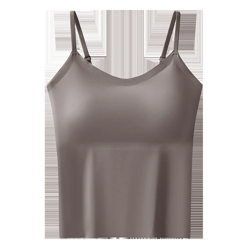 Einteiliges Camisole-Top für Damen, vielseitiges Tanktop mit V-Ausschnitt, stützend für die Brust, ohne rollende Kanten, Mädchen-Tanktop.
