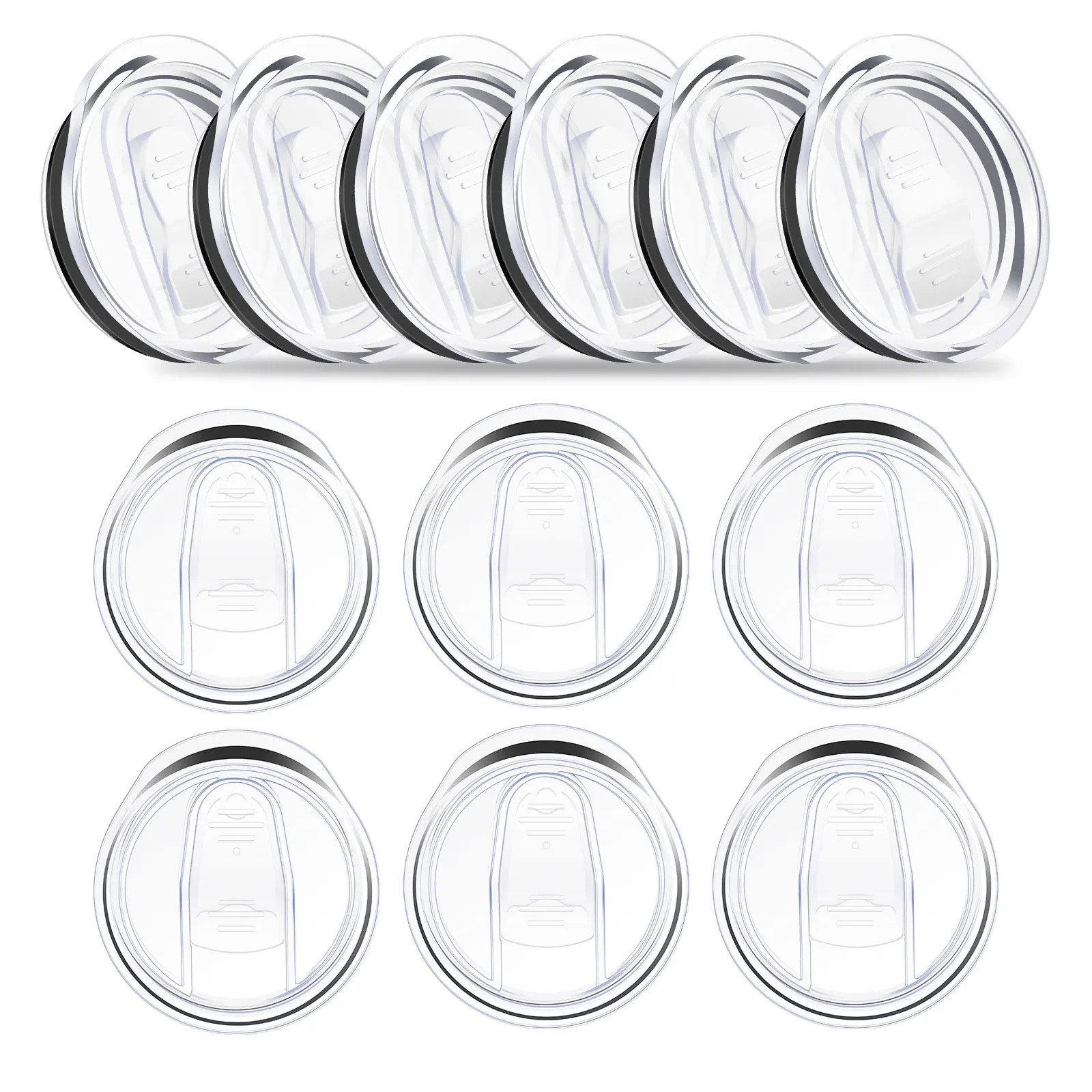 12 Pcs Skinny Replacement Lids 20 oz Tumbler Replacement Lids Spill Proof Splash Resistant Tumbler Lids Clear Plastic Cup Covers