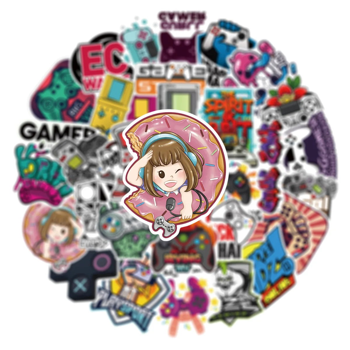 50PCS Cartoon Nostalgia Game Console Sticker Graffiti iPad Mobile Phone Helmet DIY Wall Sticker Toy Decoration