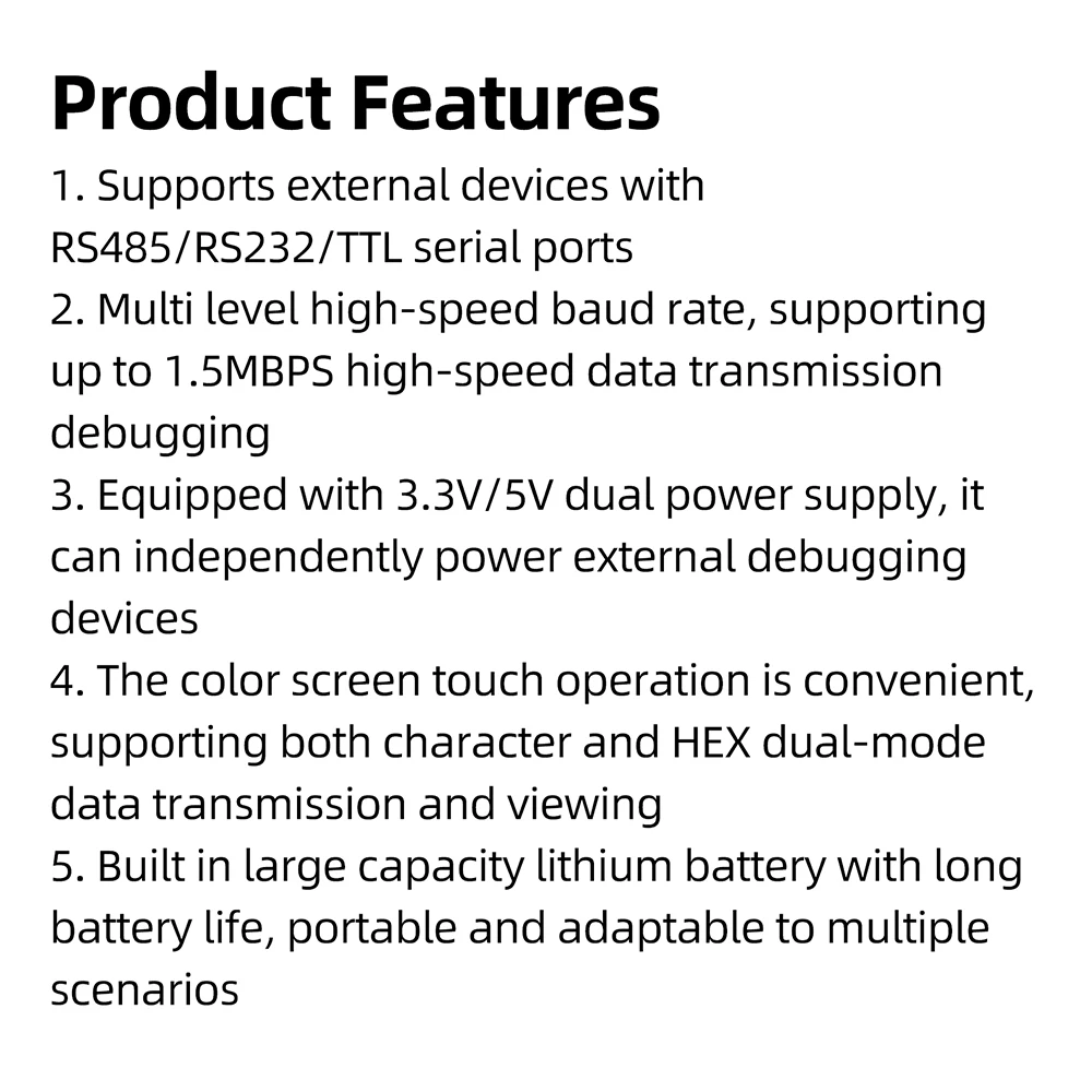 Handgehaltener serieller Debugger mit STM32-Tool, tragbare Datenübertragung RS485 RS232 TTL, 2,8-Zoll-TFT-Touchscreen für Elektronik – Detail 9