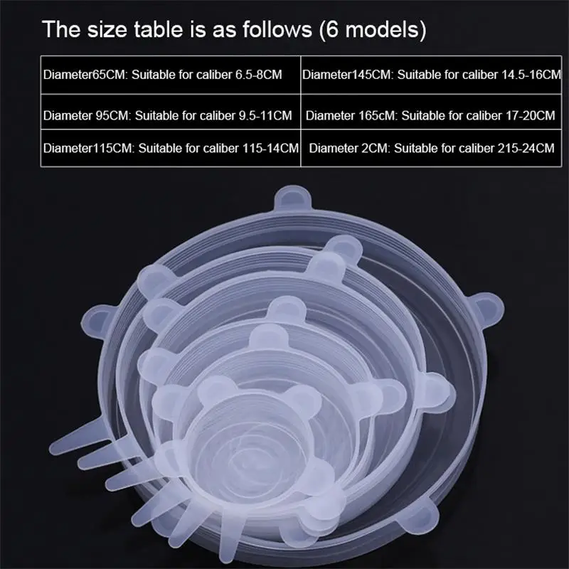 Picture 5: Silicone Six-Piece Set Fresh-Keeping Cover Stretch 6-Piece Set Bowl Cover Refrigerator Microwave Sealed Fresh-Keeping Film