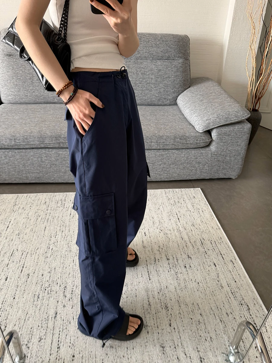 

Брюки женские VANZOVIVILLY в американском ретро-стиле, свободные, широкие, повседневные, весенние, новые, драпированные, комфортные, длинные