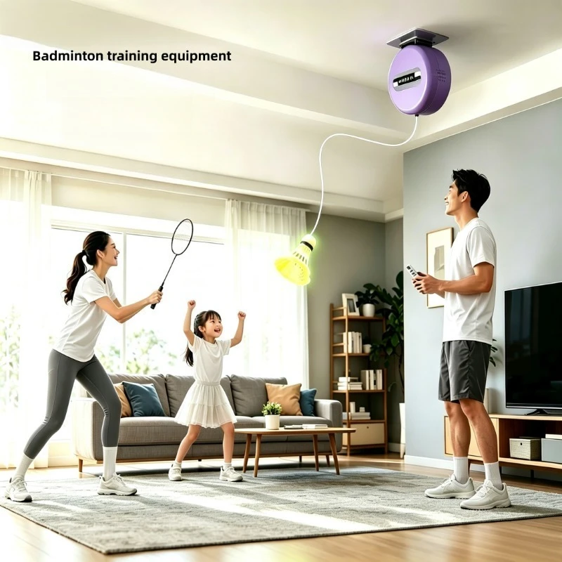 Single player badminton trainer for adults and children, outdoor automatic rebound swing training, self play practice assistance