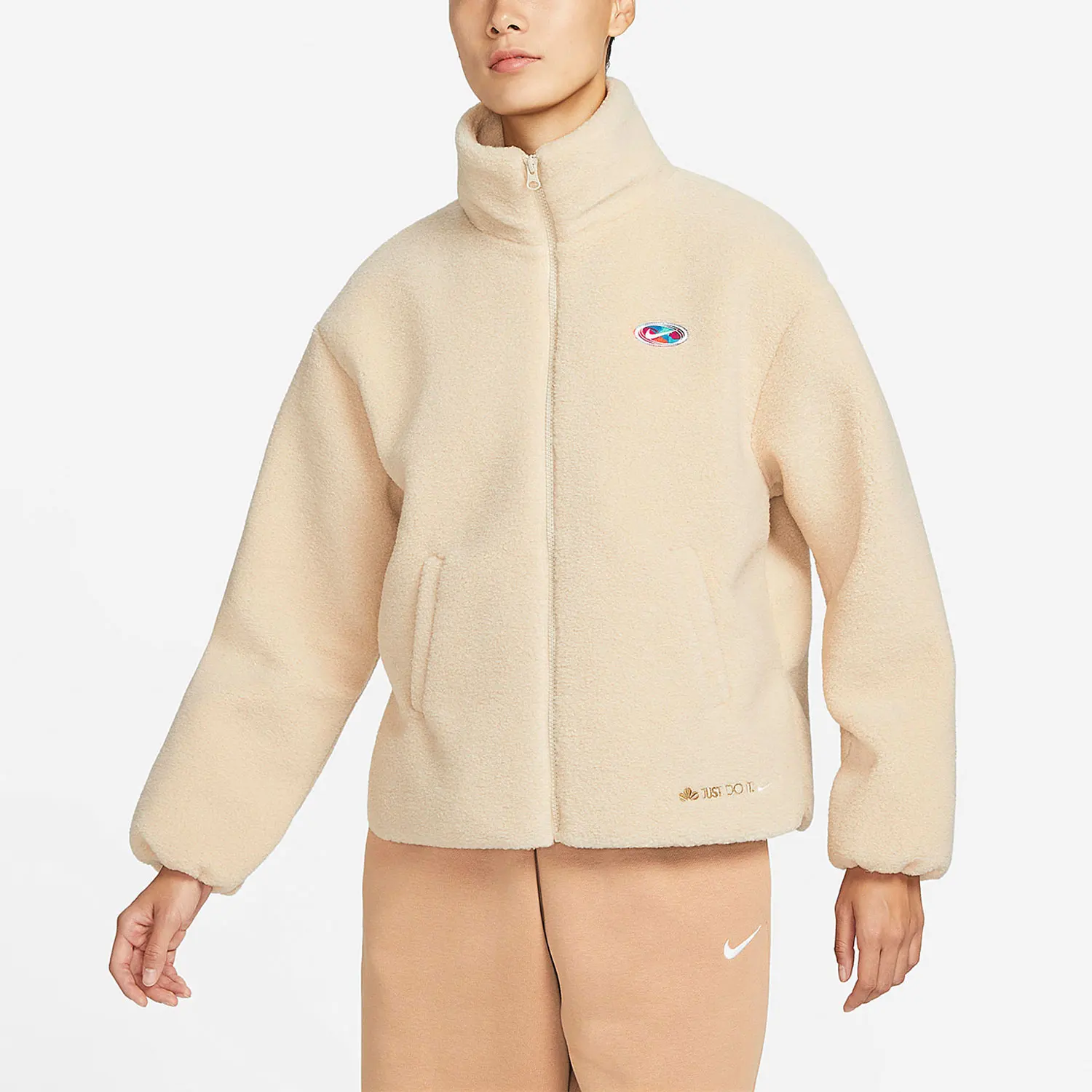 

Nike genuine 2023 Spring Women's Casual Fleece Stand-Up Collar Jacket FD4796-126