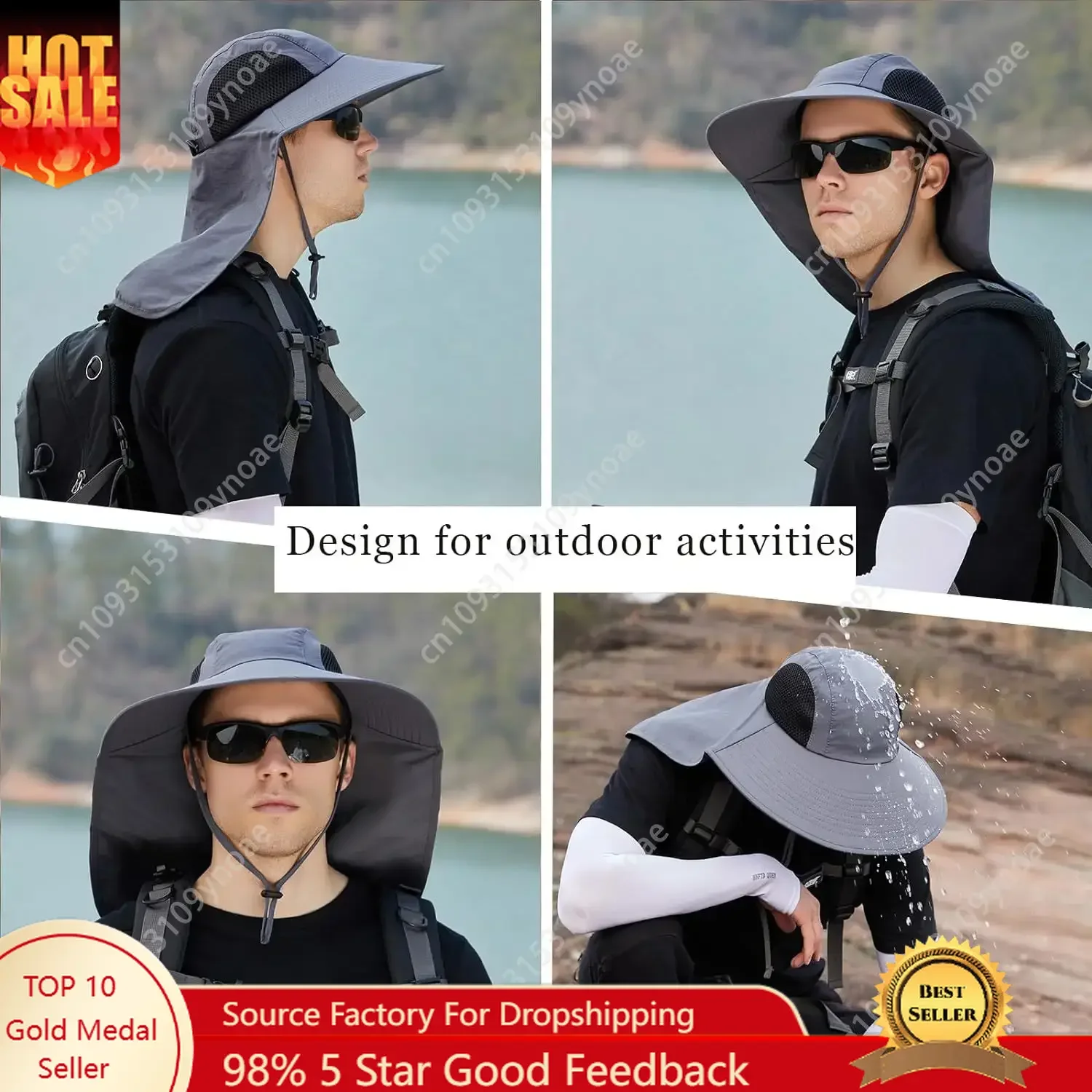 

Sun Hat For Men Women With Neck Flap,UPF 50+ UV Protective Hiking Fishing Hats,Wide Brim Sun Hat For Women&Men Men Woman Outdoor