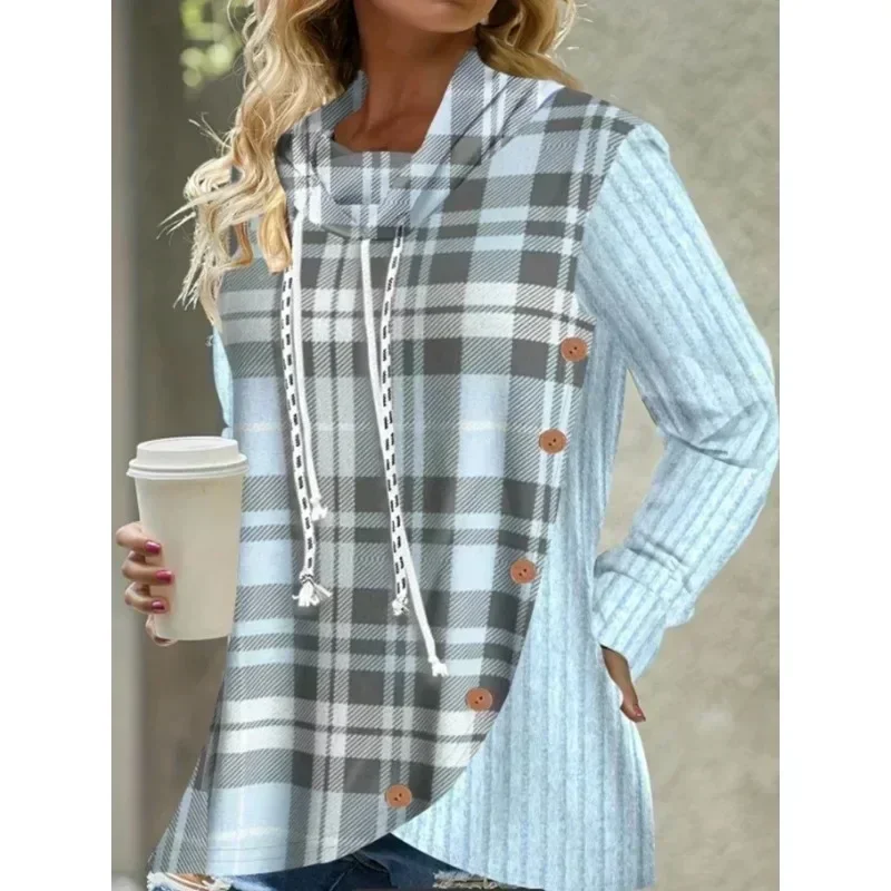 حجم كبير الخريف المرأة الجديدة زر الموضة تنفس هوديي عادية هوديي شخصية الربط بأكمام طويلة