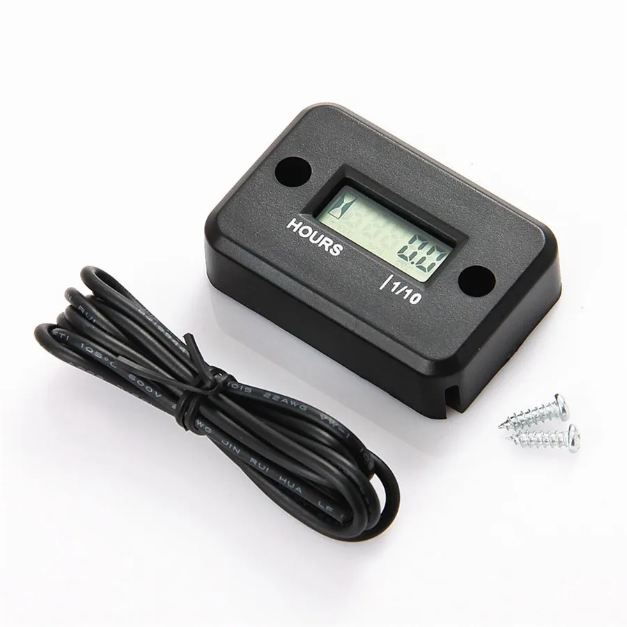 Black Waterproof Motorcycles Boat Engine Digital LCD Hour Meter Tachometer Gauge view 4