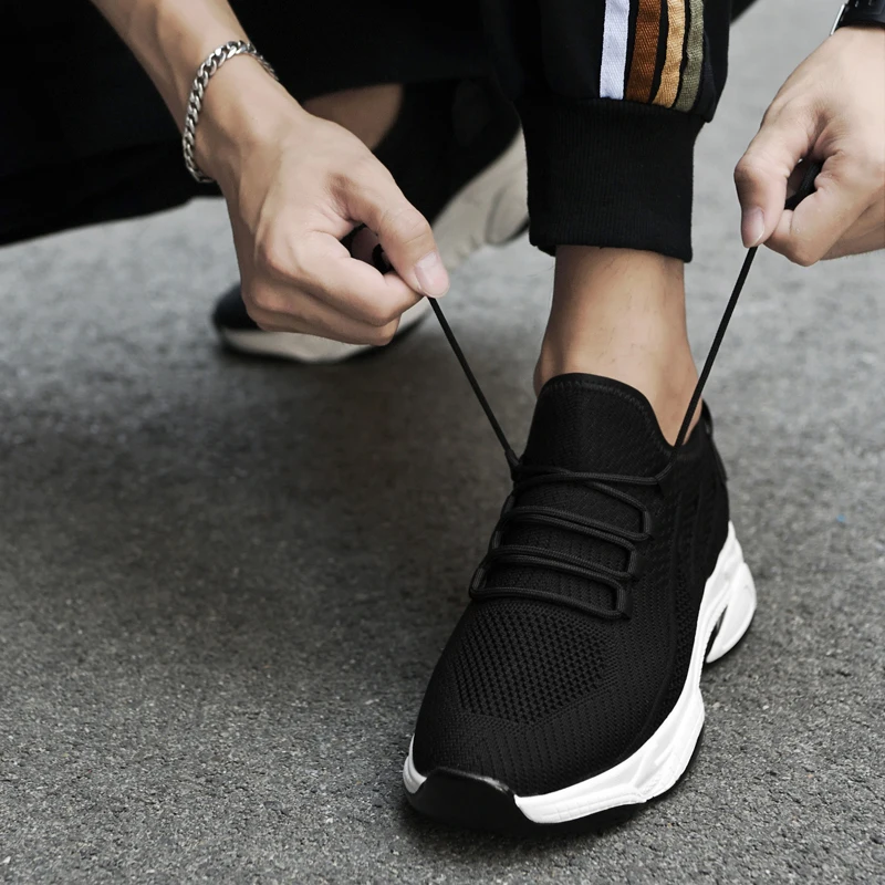 

Lace Up Invisible Height Increasing Shoe 10cm Breathable Upper Soft Sole Wear-resistant Design Round Toe Comfortable Sports Shoe
