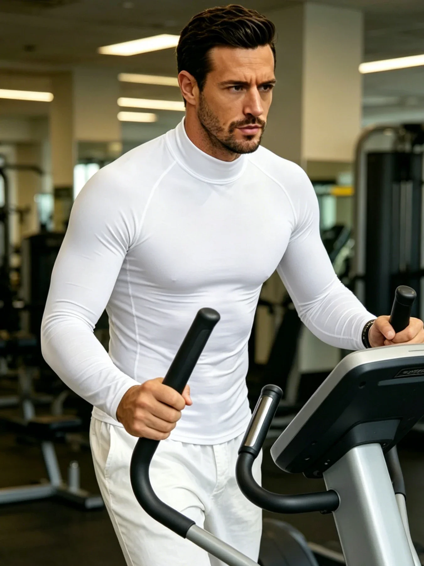 Herren Mock Neck Kompressions-Langarmshirt 4-Wege-Stretch Feuchtigkeitsableitend Schnelltrocknend Muskelunterstützung Fitness Workout Athletisches Basisshirt – Detail 12