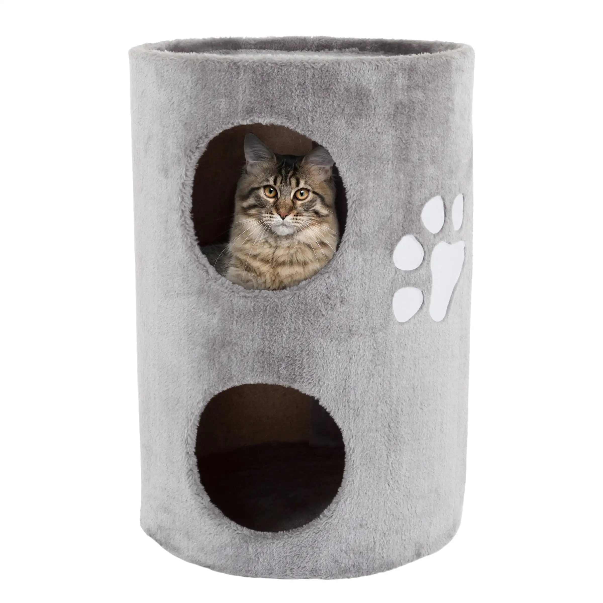 

2-Story Double-Hole Cat Condo With Scratch Surface - Gray