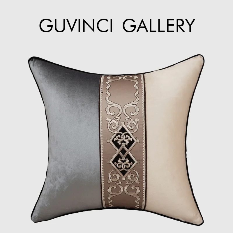 GUVINCI European Nonble Decorative Cushion Cover Richly Ornamented Floral Embroidery Pillow Case Luxury Coussin 45x45cm For Sofa