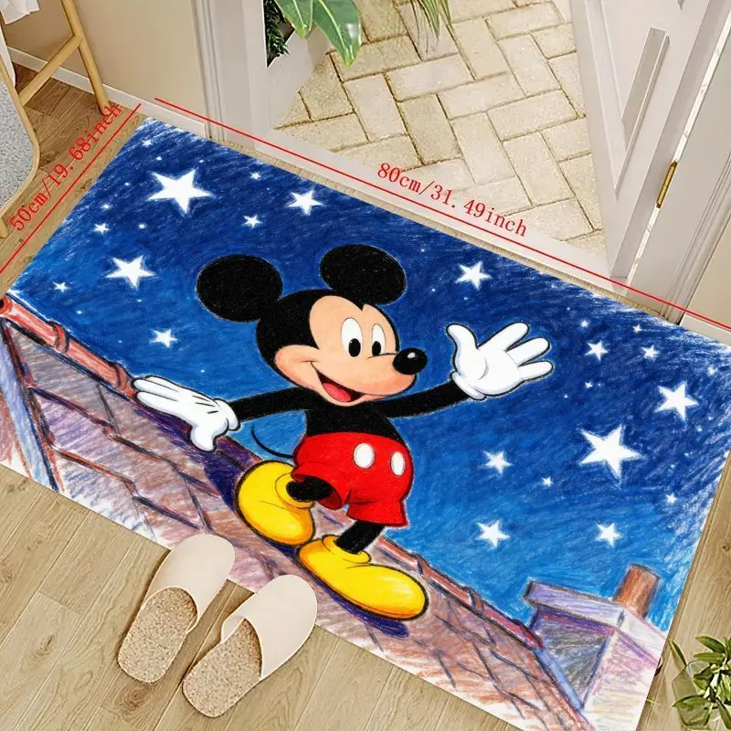 

1 шт. милый коврик с Микки Маусом из мультфильма, коврик со звездной ночью на крыше, мягкий нескользящий коврик для детской комнаты, детский B