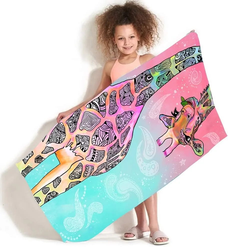 1PC Cute Giraffe Beach Towel for Children friends Gifts Towel Quick-Dry Towel For Bath Yoga Tourism Beach GYM Camping Swimming