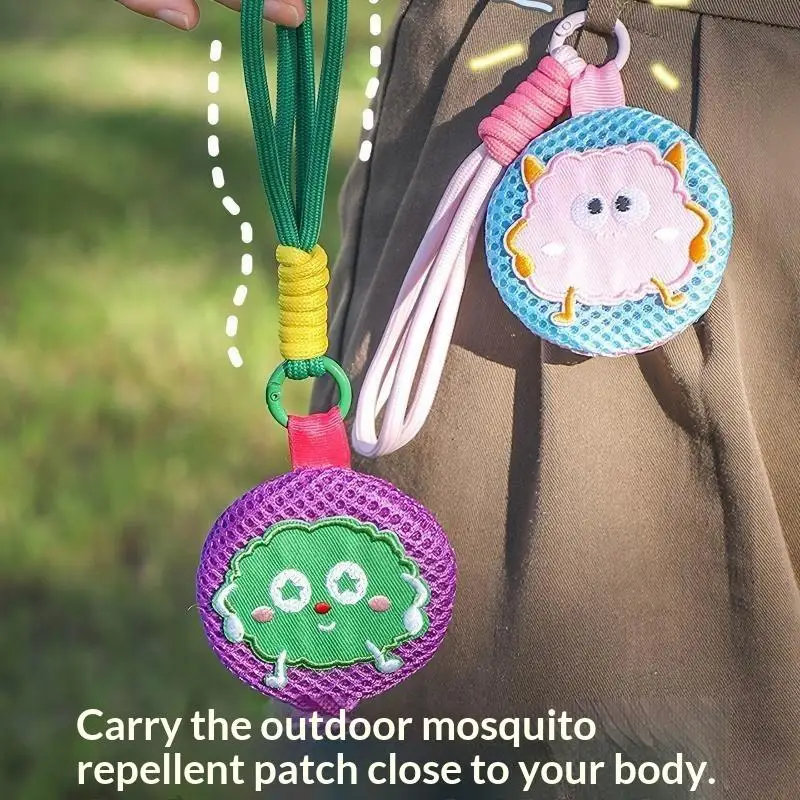 Cute Cartoon Mesh Mini Storage Pouch With Portable Lanyard Multipurpose For Daily Use Storing Headphone Mosquito-proof