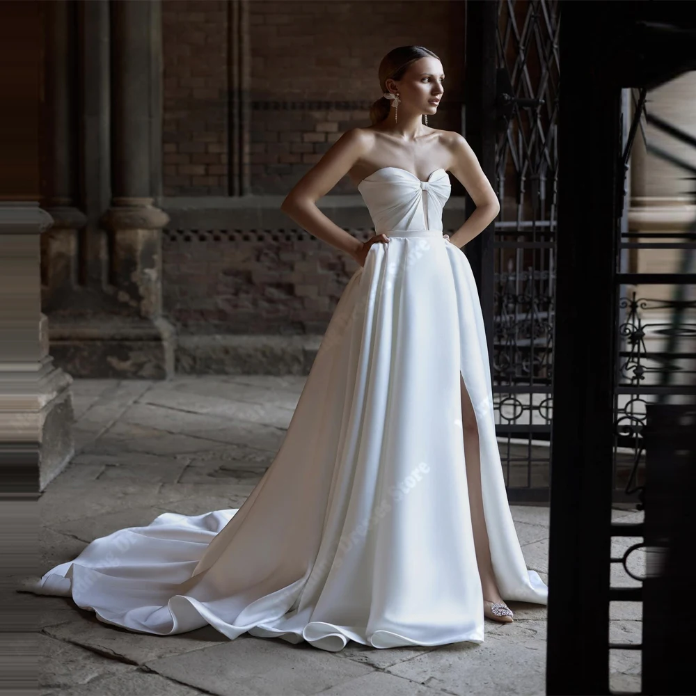 Suknie ślubne z dekoltem w serduszko dla kobiet na rok 2025, eleganckie suknie ślubne bez pleców, suknie zaręczynowe, bankietowe Vestidos Novias Boda, szyte na miarę