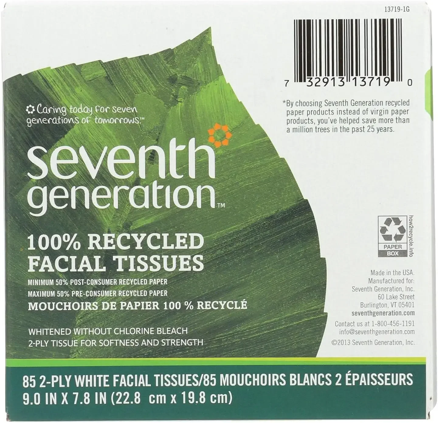

Seventh Generation Facial Tissue Cube, 9" X 7.8" , 85 - 2 Ply Sheets (Pack of 36)