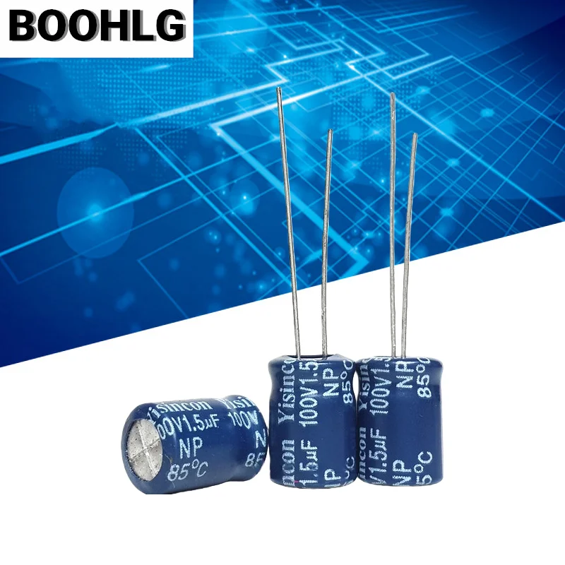 50 قطعة تردد الصوت في المدرسة الثانوية غير مستقطبة NP مُكثَّف كهربائيًا 100 فولت 1.5 فائق التوهج 1.5 فائق التوهج 100 فولت 8X12