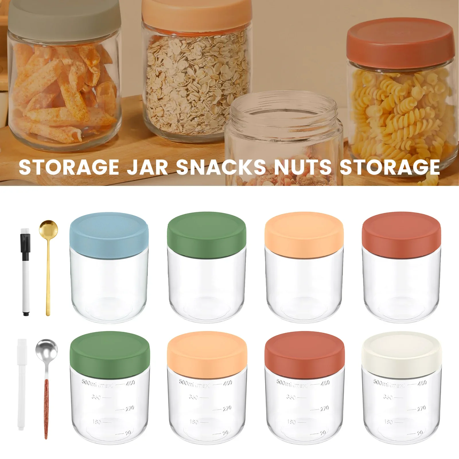 Weck 4pcs Overnight Oats Container 500ml Milk Fruit Salad Food Storage Glass