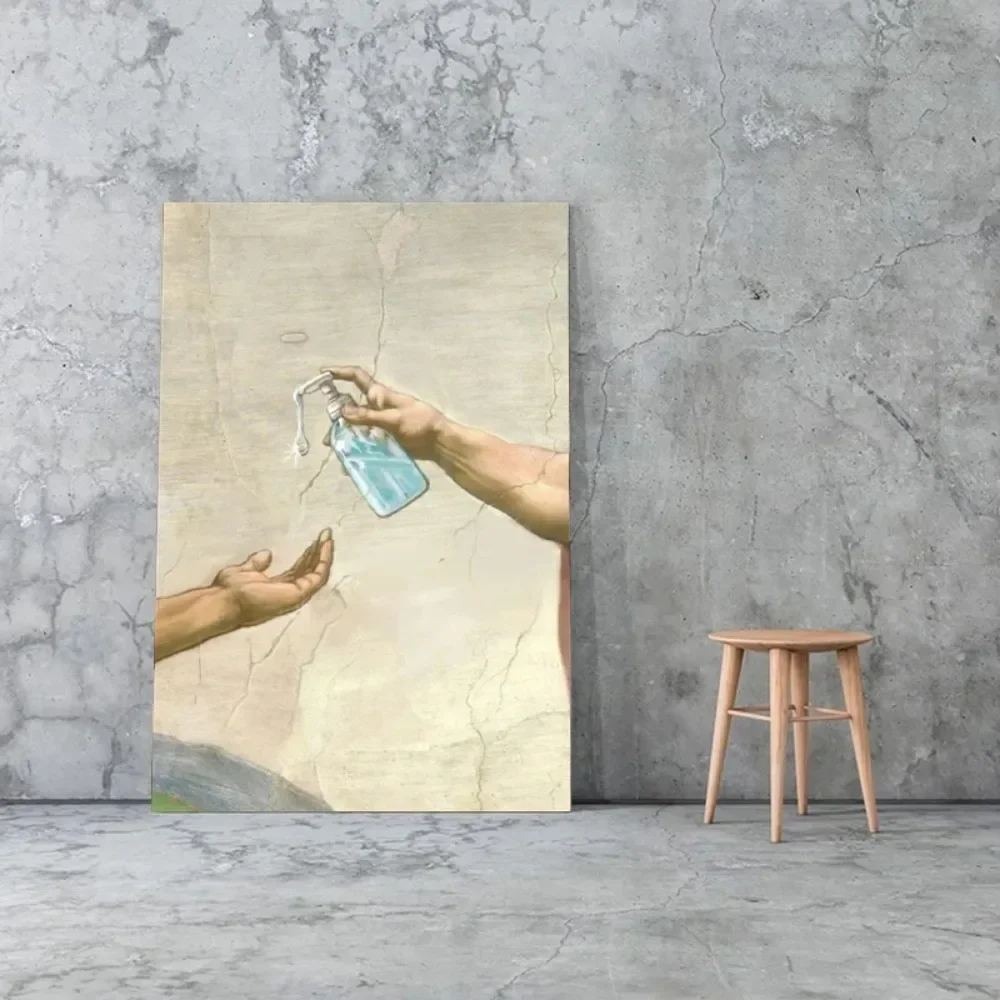 الرجعية اليد الله وآدم مضحك ورق التواليت صورة جدار الفن طباعة قماش اللوحة الملصقات لغرفة المعيشة ديكور المنزل الحديث