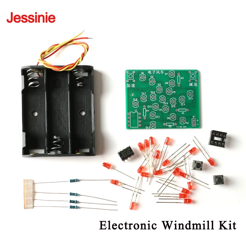 5Pcs/1pc LED Rotating Light Electronic Windmill Kit 51 Microcontroller Electronics Project DIY Training Components